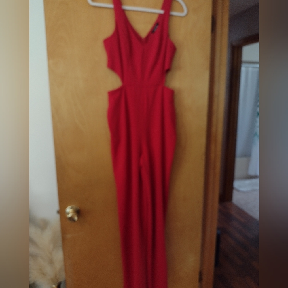 Crystal Sky Red Jumpsuit with cutouts, size M